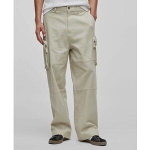 Mode Of One Mens Relaxed Fit Utility Cargo Pants Dark Ecru Size 32